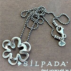 SILPADA set; vintage Sterling silver Floral cutout necklace and earrings